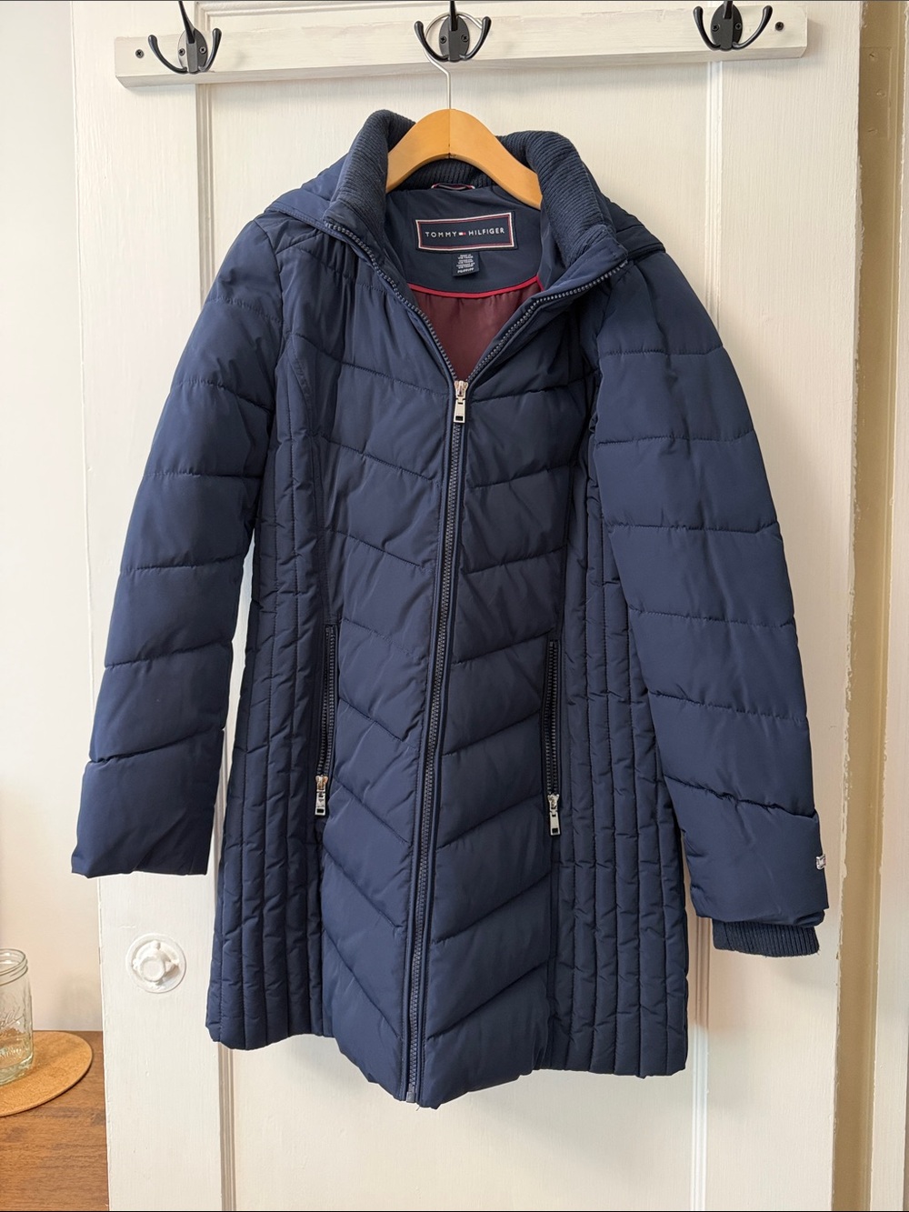 Tommy Hilfiger Navy Quilted Hooded Puffer Jacket